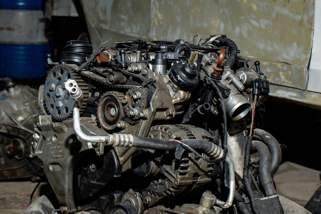 Volkswagen timing belt replacement in progress